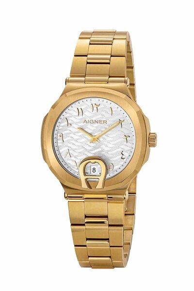 Aigner Women's Watch, White Dial With Arabic Numbers, Gold With Date display ...