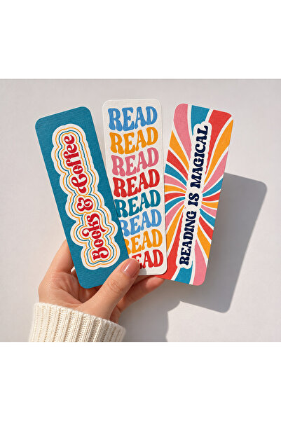 Kiraz Craft Retro Reading Kitap Ayracı Seti – Renkli 70’ler Tasarım 3’lü Ayraç