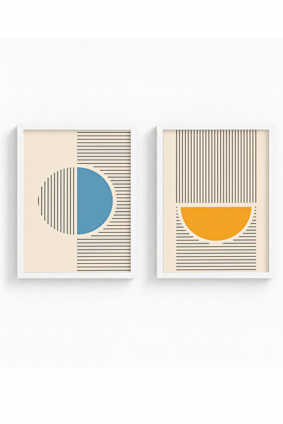 huhuli White Wooden Framed 2 Piece Set Painting Huhu104