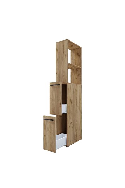 OEM Re-Bloom – Dulap înalt de baie 25x183x50 cm, MDF cu aspect de stejar, 2 s...