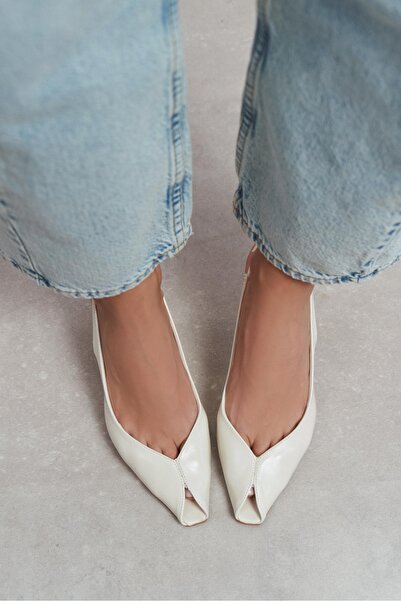 NİŞANTAŞI SHOES Pantofi cu toc pentru femei, Aden Bej, cu model rustic, cu vâ...
