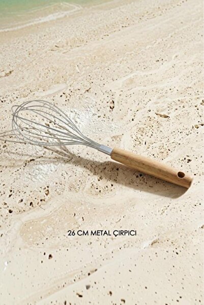 Atbyhome Stainless Steel Hand Whisk with Wooden Handle 26 cm - Egg and Cake W...