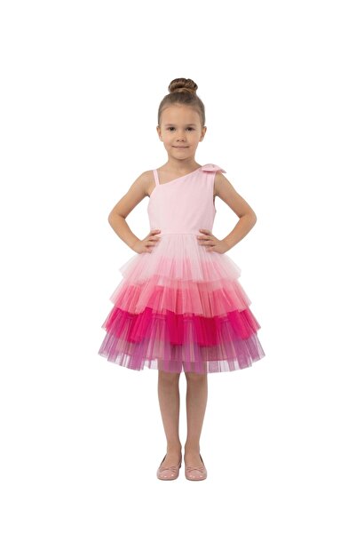 Bidani - Girls Tiered Ombre Tulle Party Dress - Hot Pink, Purple, Pink - 1Y t...