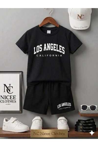 NC Nicee Clothes LETNJA DEČJA MAJICA I KRATKE HLAČE UNISEKS (BELI LOS ANGELES...