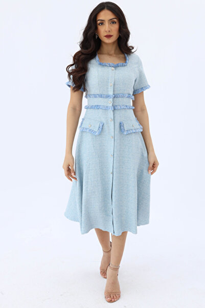 it's Mine Elegant Cut-Out Dress in Linen