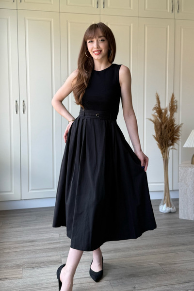 Dilay Gökoğlu Butik Belted Poplin Skirt Dress