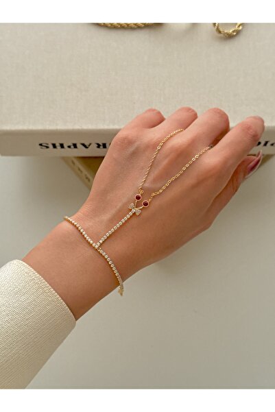 YOUES JEWELRY 14K ALTIN RENK KİRAZ ÇELİK ŞAHMERAN BİLEKLİK