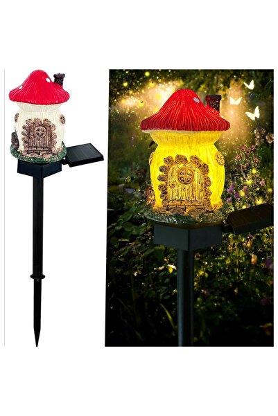 BaoBao Lampă solară LED de grădină, design ciupercă, plastic rezistent, ilumi...