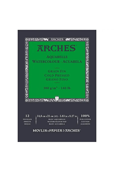 Arches Watercolor Block Notebook - Medium Texture - 300gr. 14.8x21cm (a5) 12 Ed.