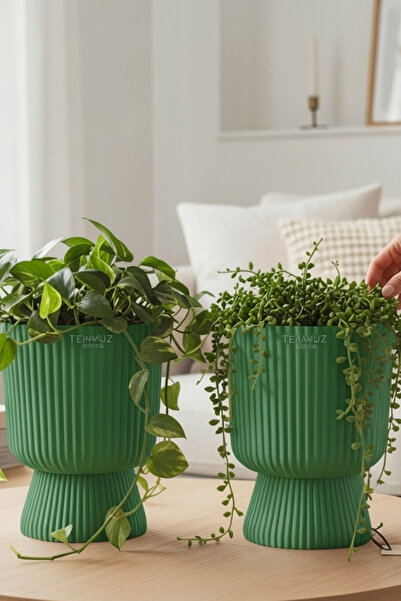 TEMMUZ HOME Lotus 2'li Set 1.8 Litre Ayaklı Saksı - 19.5 cm X 14 cm Çiçek ve ...