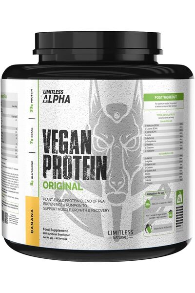 Limitless Alpha Vegan Protein – 2kg – 33g Plant-Based Protein with BCAA & Glu...