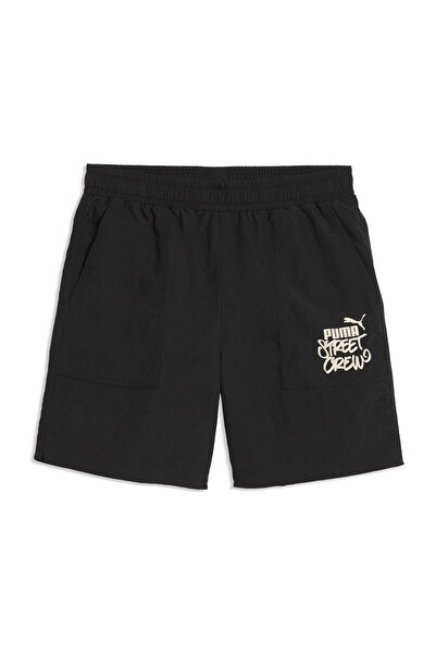 Puma Pantaloni scurți negri țesuți pentru băieți, stil anii '90