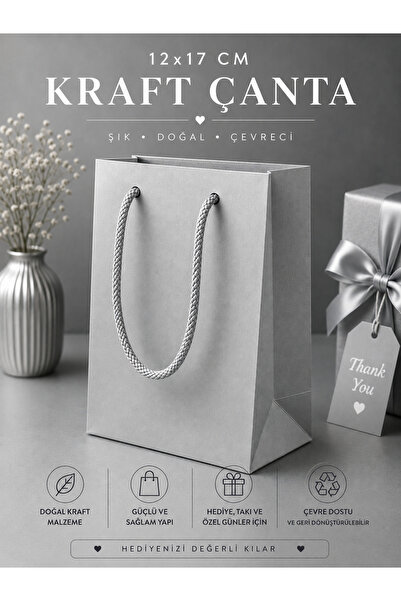 eğlencemarketi 12x17 cm İpli Karton Hediye Çantası Premium Butik Çanta 10 Adet