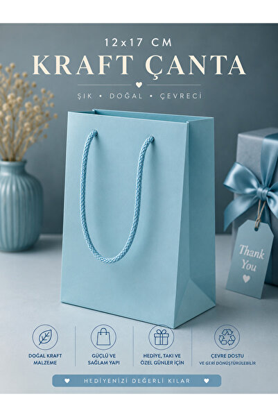 eğlencemarketi 12x17 cm İpli Karton Hediye Çantası Premium Butik Çanta 10 Adet