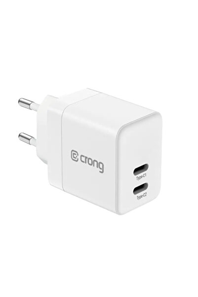 Crong Încărcător de rețea ultra compact GaN - 2x USB-C 35W PD 3.0 cu PPS (alb)