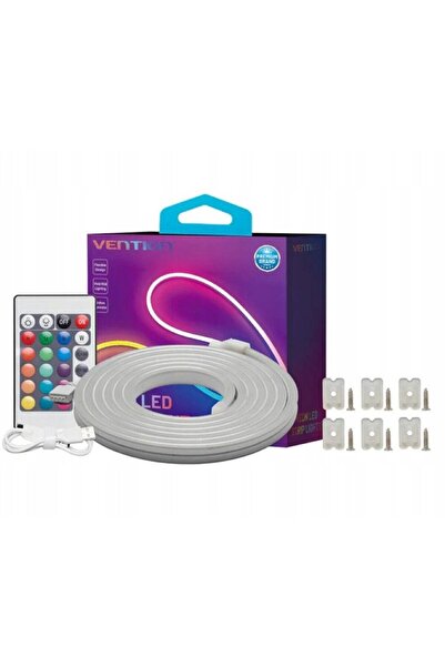 Vention Bandă LED neon din silicon cu telecomandă IR, alimentare USB 5V, 2m