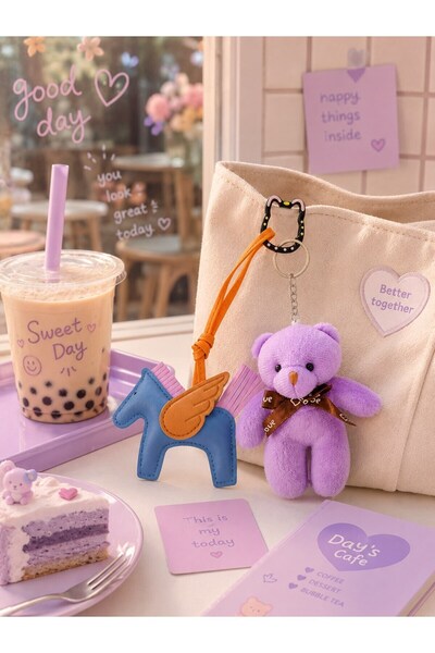 Lexi Bella Gift for Lover Bag Accessory Plush Cute Teddy Bear & Winged Horse ...