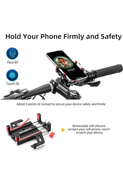 ROCKBROS 699-BK Suport telefon bicicletă din aliaj de aluminiu - Negru