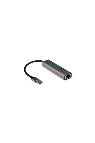 Roline Convertor USB 3.2 Gen 1 la Gigabit Ethernet + Hub 3x