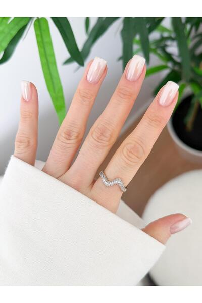 Venus Design Steel Stone Zigzag Ring