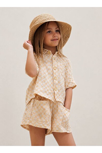 Generic Brand Girl's Muslin Fabric Shirt and Shorts Set