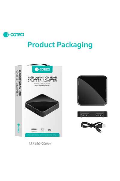 COTECi HDMI 1.4 Splitter 1 Giriş 2 Çıkış Görüntü Çoğaltıcı Adaptör 4K 1080P Ç...
