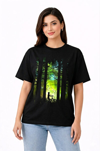VODEXA Unisex Oversize T-Shirt Ormanda Printed 100% Cotton T-Shirt Comfortabl...