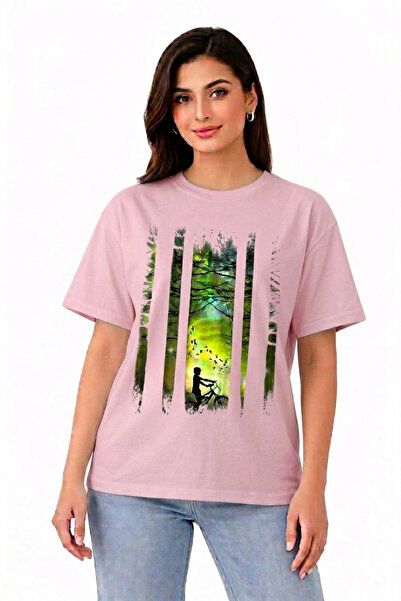 VODEXA Unisex Oversize T-Shirt Ormanda Printed 100% Cotton T-Shirt Comfortabl...
