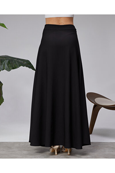 sehatex Dabıl Thick Crepe Fabric Long Skirt with Pattern