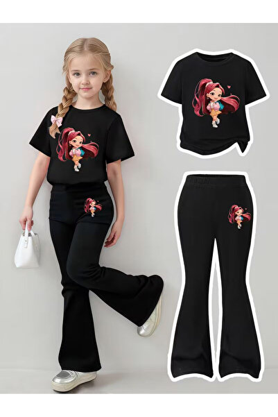 YUNAYT Set de pantaloni evazați și tricou spaniol pentru fete
