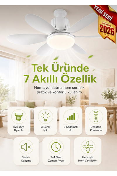 EMİN ENSAR HOME Modern Tasarım ve Çok Fonksiyonlu Konfor: E27 Duy Uyumlu 6 Pe...