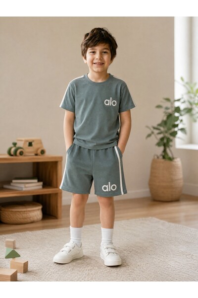 Nio Lua Boy's Striped Sports Shorts Set Summer Cotton Set