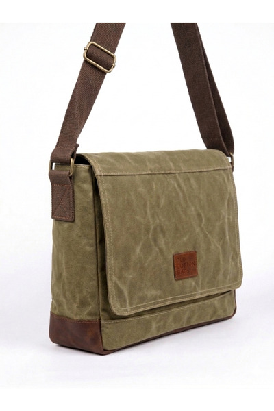 OLD COTTON BAGS Canvas Hakiki Deri Detaylı Unisex Tablet Netbook Uyumlu Suya ...
