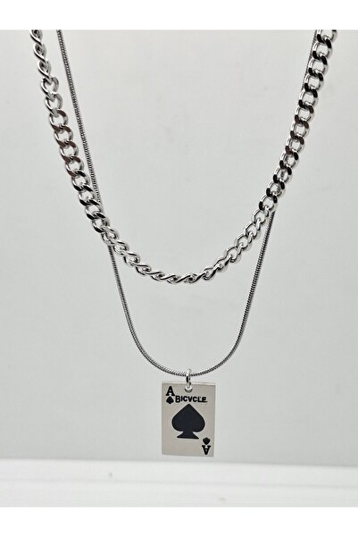 OEM Lant de barbati , otel inoxidabil , pandantiv carte joc Ace of spades