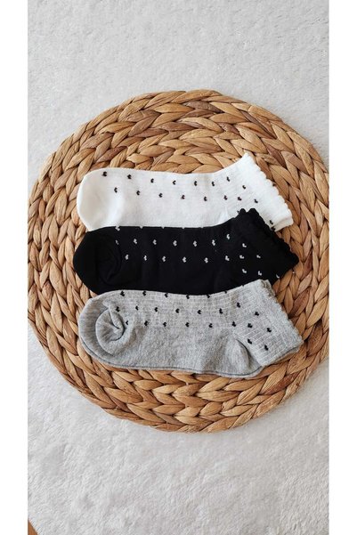 EFİLACCESSORİES Minihearted 3-Piece Summer Women's Socks