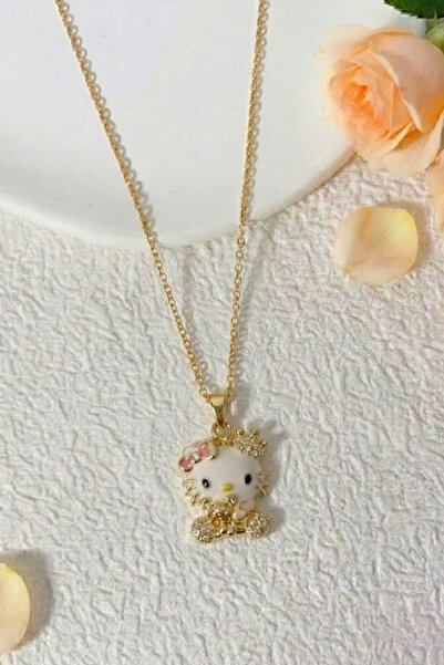 Birmem Paslanmaz Çelik Gold Hello Kitty Taçlı Kolye – Taşlı ve Zarif Tasarım ...