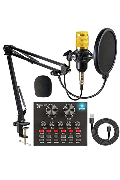 Generic ميكروفون مكثف BM800 مع بطاقة صوت V8 Live USB Mixer