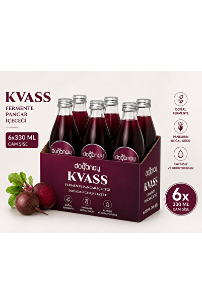 Doğanay KVASS Fermente Pancar İçeceği Cam Şişe 330 ML x 6 Adet