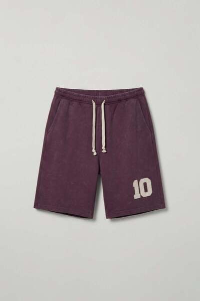 ablukaonline Men's Relaxed Fit Vintage Washed Shorts Burgundy