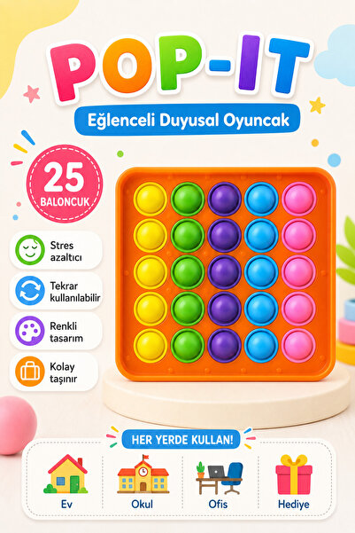 GÜZELYÜZ AVM Pop It Push Bubble Fidget Özel Pop Duyusal Oyuncak Zihinsel Stre...