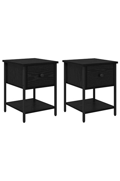 vidaxl Noptieră 2 pcs Stejar Negru 34 x 35,5 x 45 cm Lemn compozit