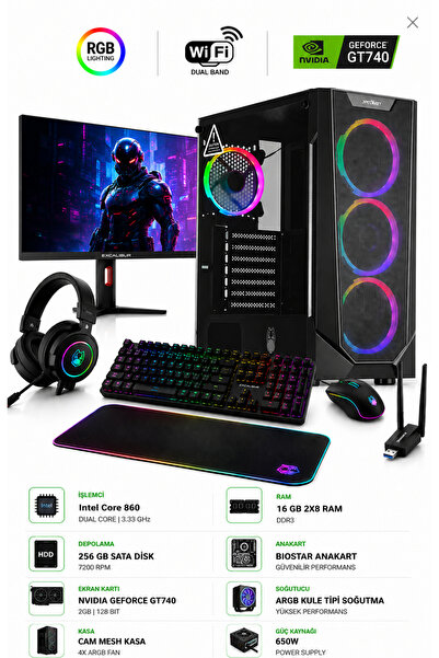 SETUPC START X3 INTEL I7 GEFORCE GT740 16 GB RAM 256GB SSD 24"INCH ARGB ISLEM...