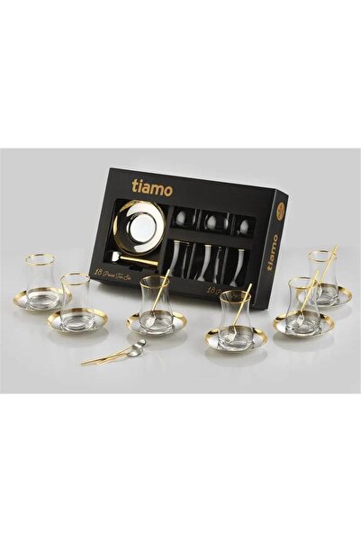 Tiamo Rio Gold 18 Parça Çay Seti – 6 Kişilik Lüks Çay Bardağı Takımı
