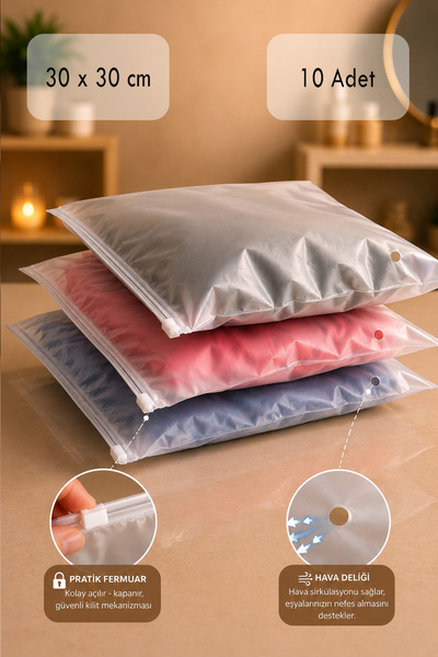 Ezupack Valiz Dolap Içi Düzenleyici Organizer Buzlu Fermuarlı Poşet Zipper To...