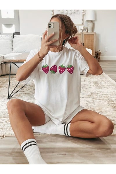 puolikuu Tricou unisex cu croială confortabilă, cu panglică și imprimeu dublu