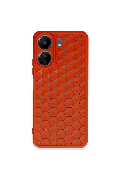 TakÇalıştır Redmi 13C Compatible Case Honeycomb Silicone Cover - Red