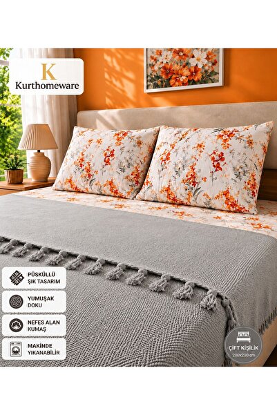 Bella Home Çift Kişilik Pike Takımı Püsküllü Şık Tasarım Yumuşak Dokulu