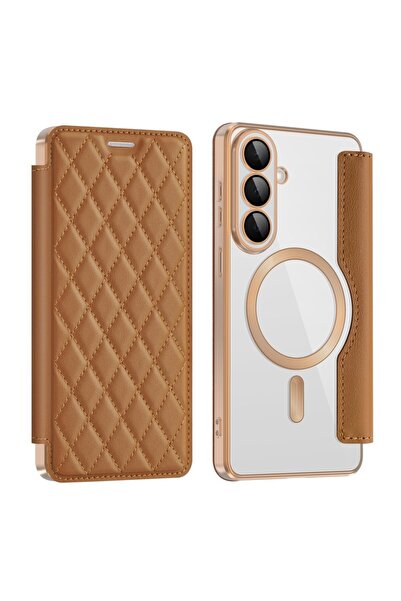 sscase Puff Rhombus MagSafe Θήκη Βιβλίο Brown (Samsung Galaxy S26 5G)