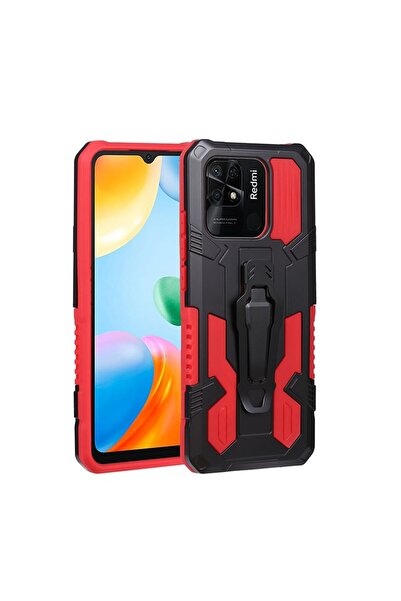 sscase Armor Warrior Σκληρή Θήκη με Στήριγμα Red (Xiaomi Redmi 10C)