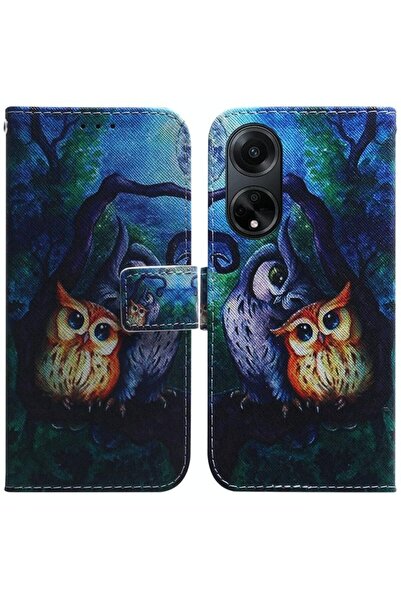 sscase Coloured Drawing Θήκη Πορτοφόλι Oil Painting Owl (Oppo A98)